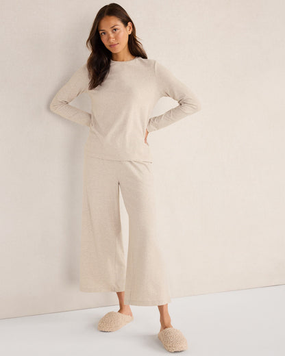 COTTON MODAL BRUSHED JERSEY WIDE LEG PANTS | Talbots