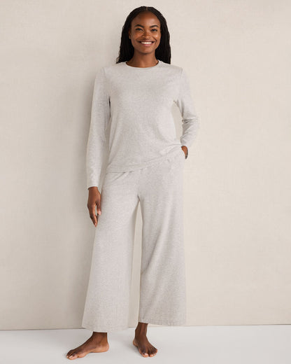 COTTON MODAL BRUSHED JERSEY WIDE LEG PANTS | Talbots