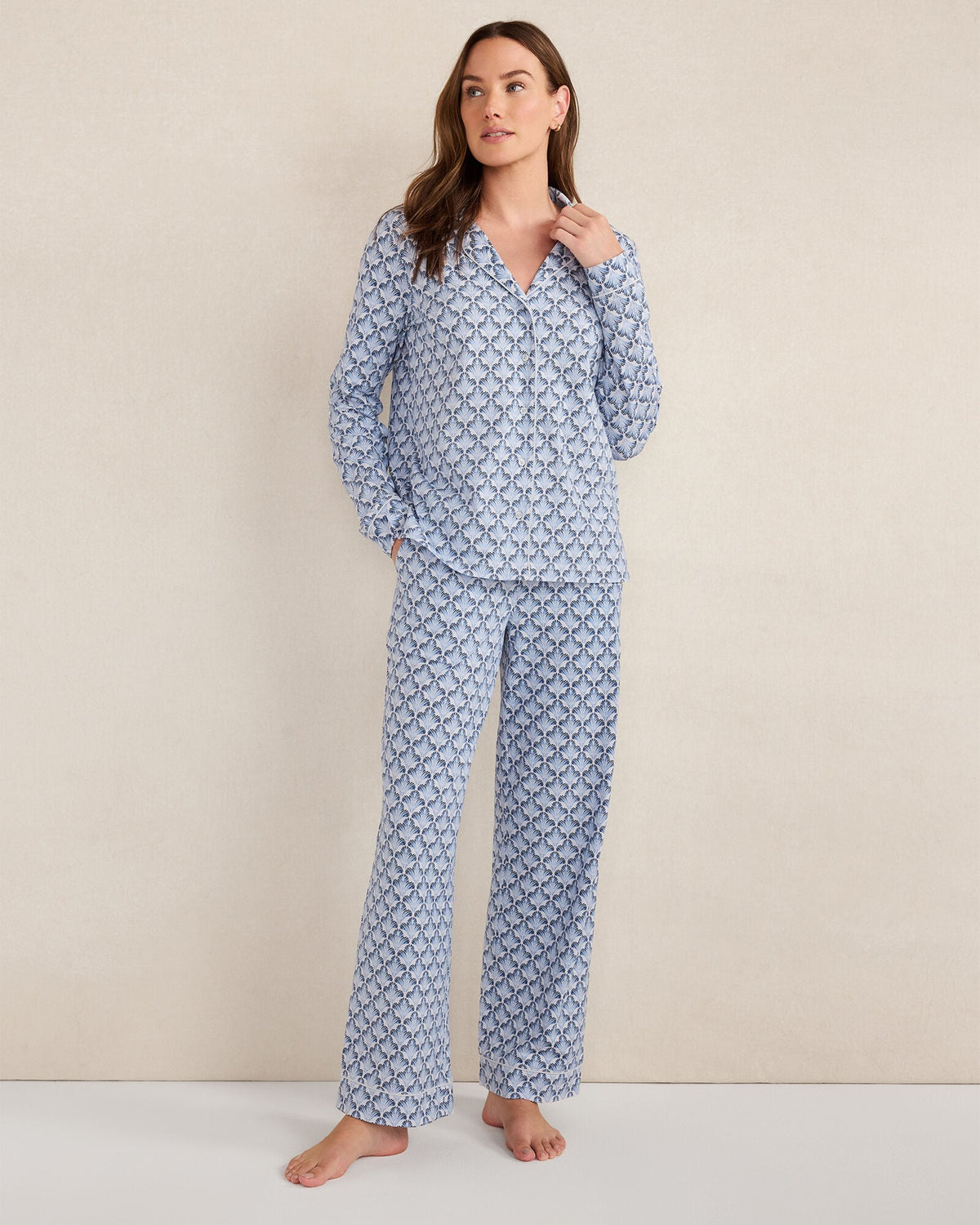 ORGANIC COTTON JERSEY SEASHELL SLEEP SET | Talbots