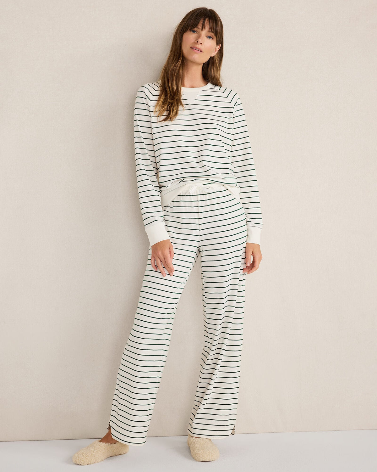 ORGANIC COTTON JERSEY STRIPE PANTS | Talbots