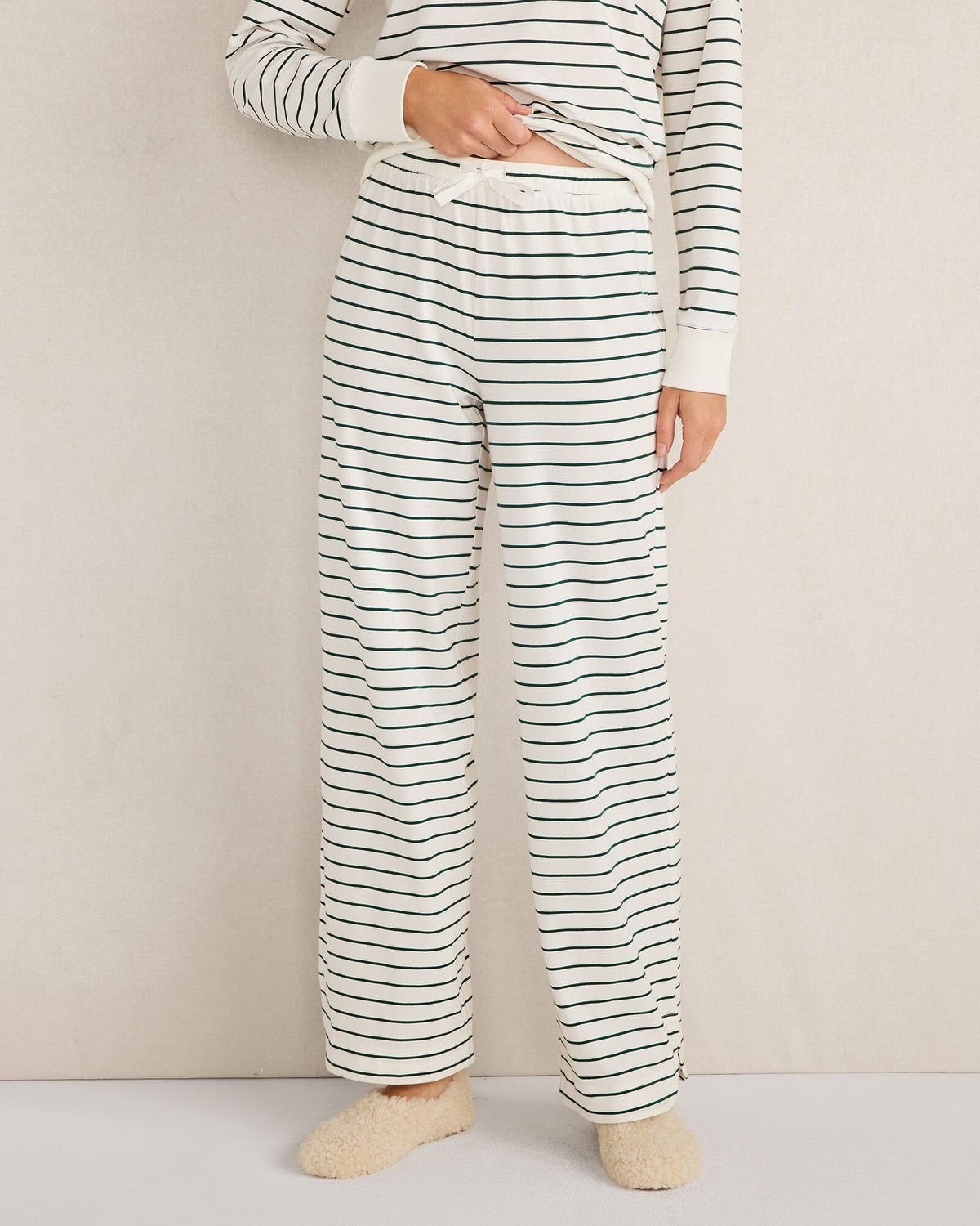 ORGANIC COTTON JERSEY STRIPE PANTS | Talbots