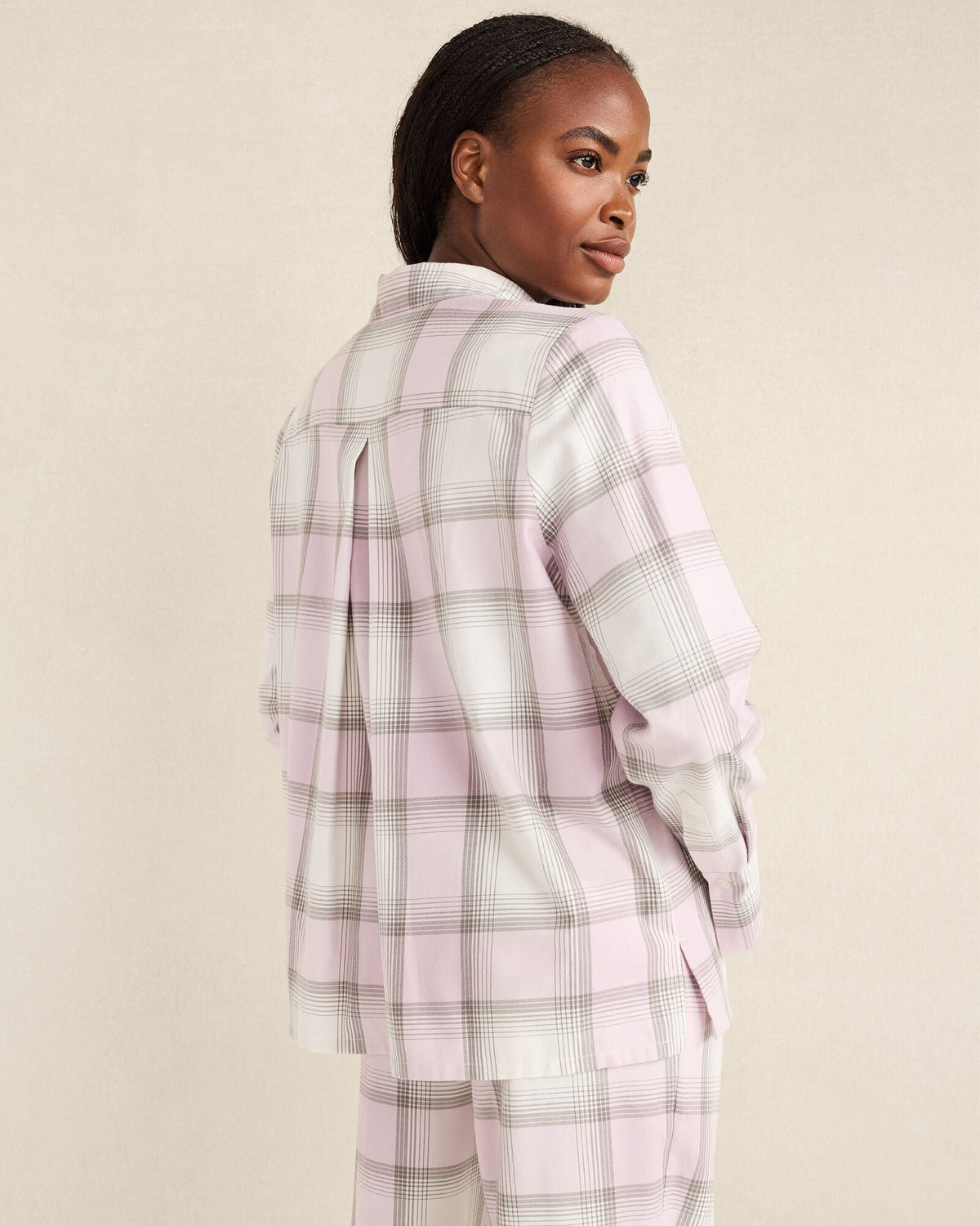 LIGHTWEIGHT FLANNEL FROSTED PLAID PAJAMA TOP | Talbots
