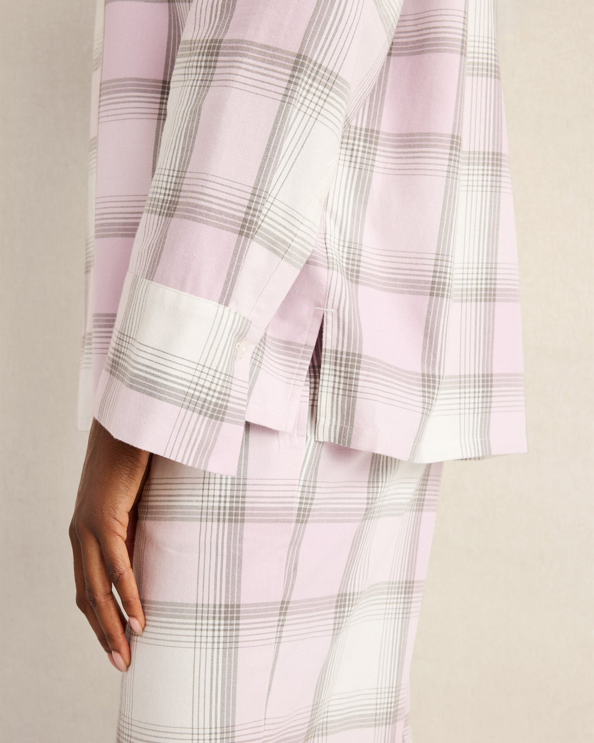 LIGHTWEIGHT FLANNEL FROSTED PLAID PAJAMA TOP | Talbots