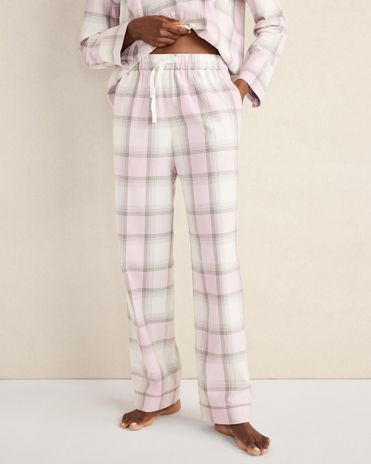 LIGHTWEIGHT FLANNEL FROSTED PLAID PAJAMA PANTS | Talbots