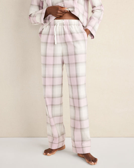 LIGHTWEIGHT FLANNEL FROSTED PLAID PAJAMA PANTS | Talbots