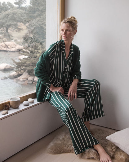 WASHABLE SILK PINSTRIPE PAJAMA TOP | Talbots