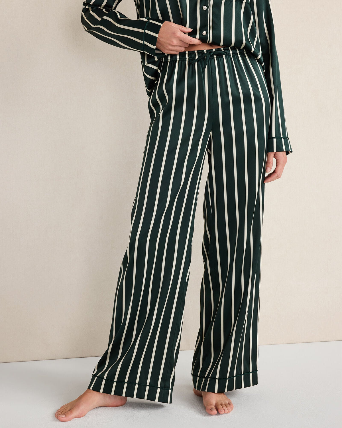 WASHABLE SILK PINSTRIPE PAJAMA PANTS | Talbots