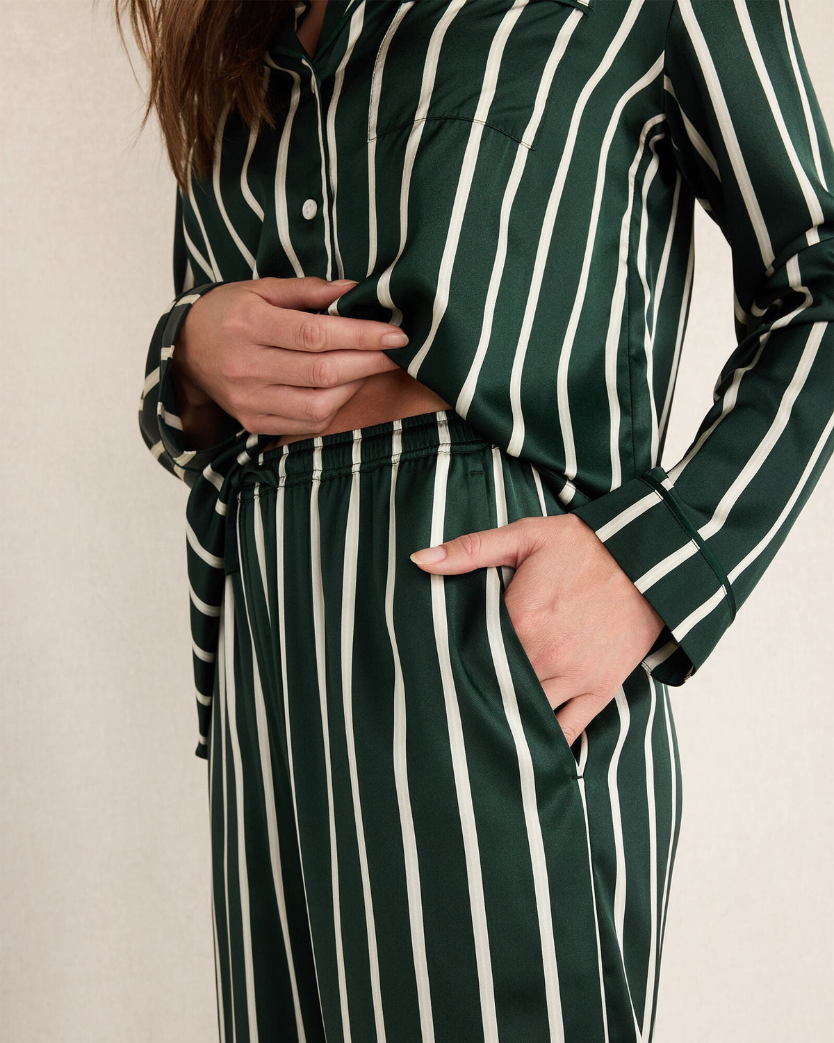 WASHABLE SILK PINSTRIPE PAJAMA PANTS | Talbots