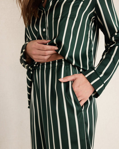 WASHABLE SILK PINSTRIPE PAJAMA PANTS | Talbots