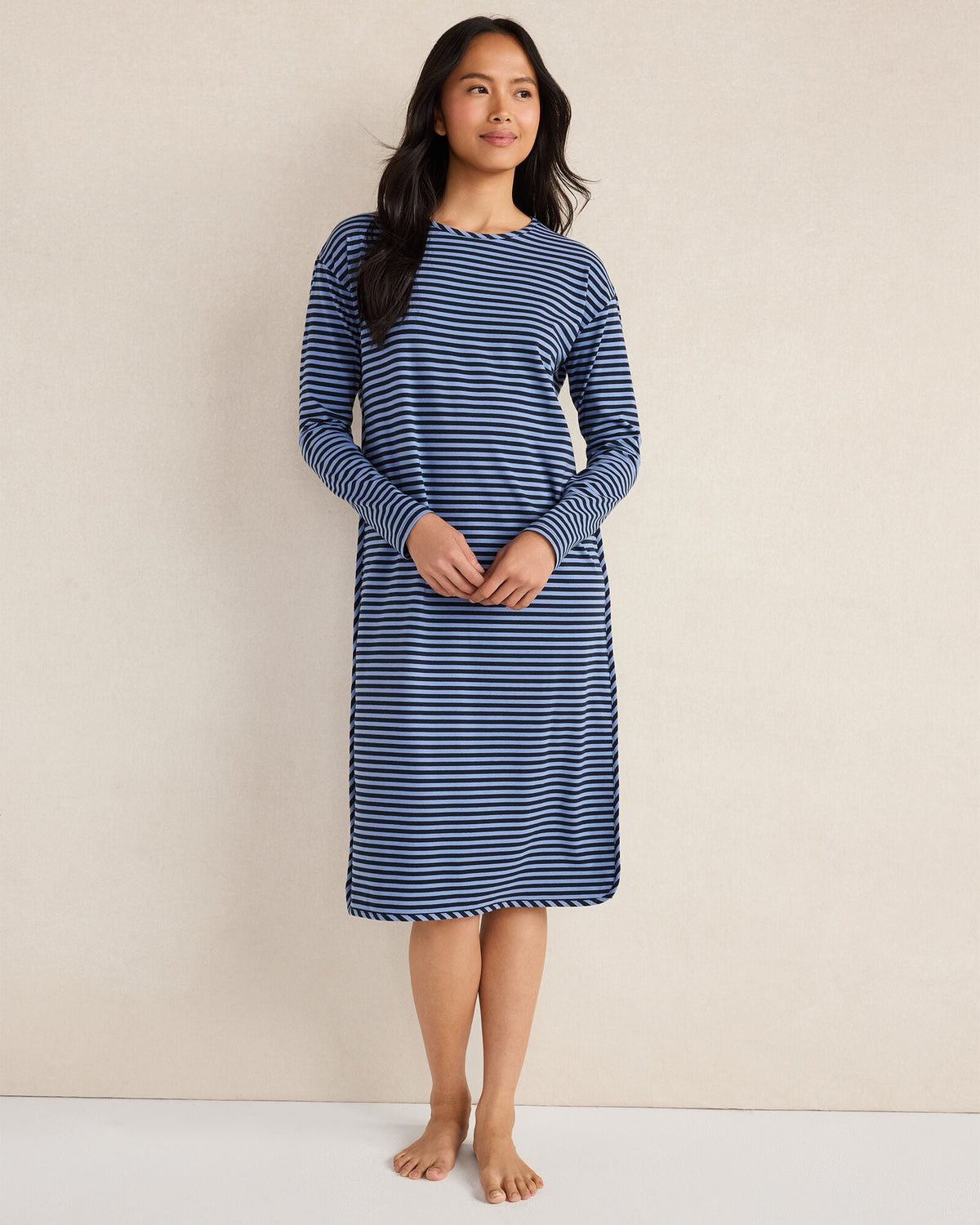 ORGANIC COTTON JERSEY BOLD STRIPE SLEEP DRESS | Talbots