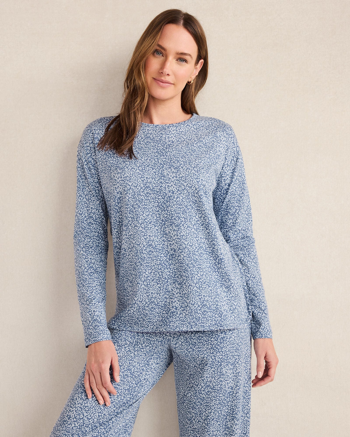 ORGANIC COTTON JERSEY ANIMAL PRINT PAJAMA TOP | Talbots
