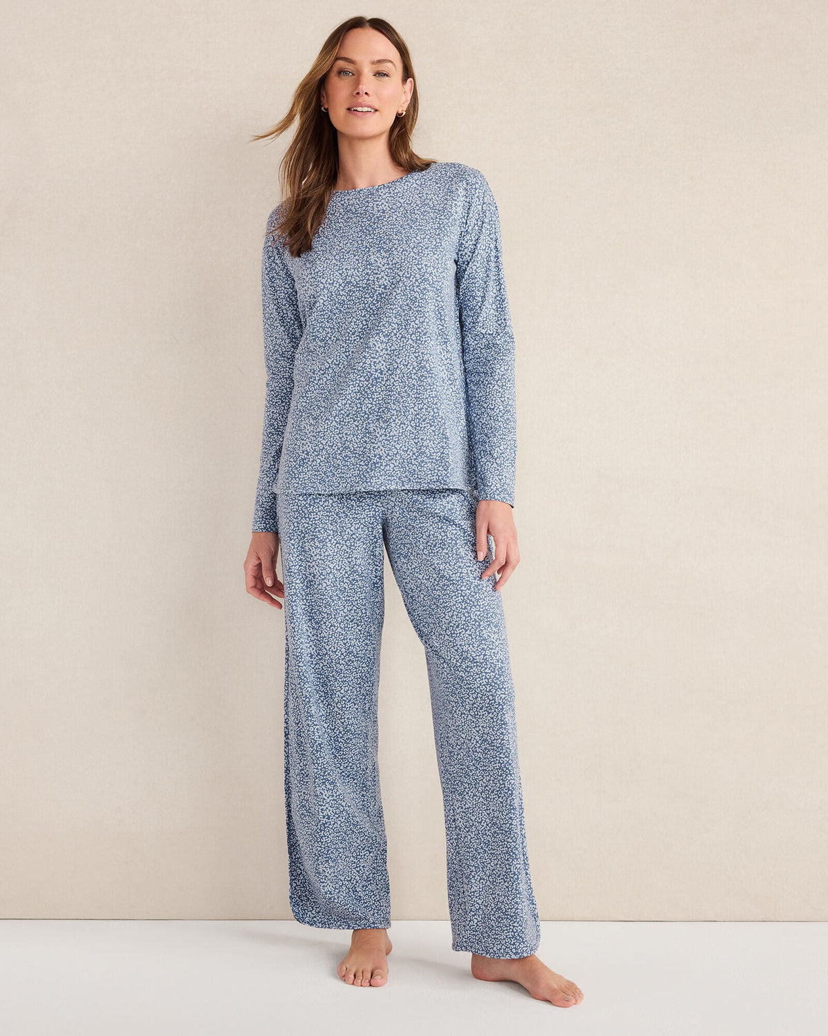 ORGANIC COTTON JERSEY ANIMAL PRINT PAJAMA TOP | Talbots