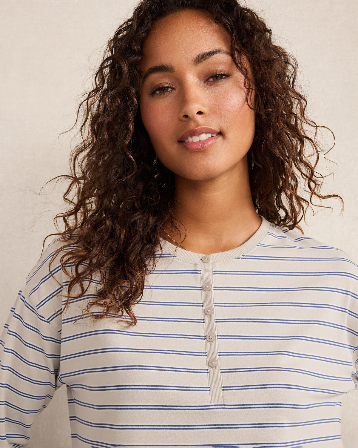ORGANIC COTTON JERSEY STRIPE HENLEY | Talbots