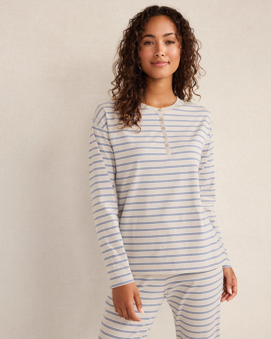 ORGANIC COTTON JERSEY STRIPE HENLEY | Talbots