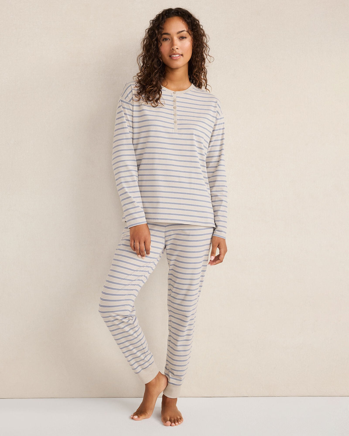 ORGANIC COTTON JERSEY STRIPE HENLEY | Talbots