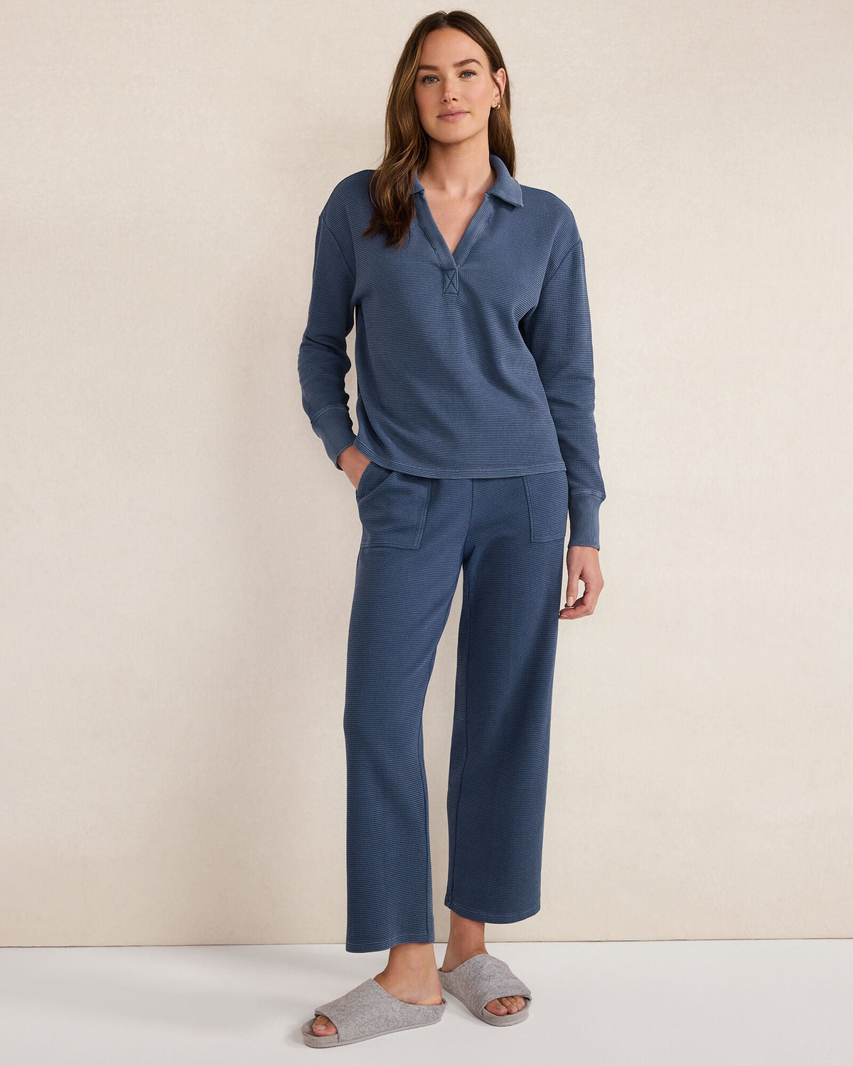 ORGANIC COTTON WAFFLE STRAIGHT LEG PANTS | Talbots