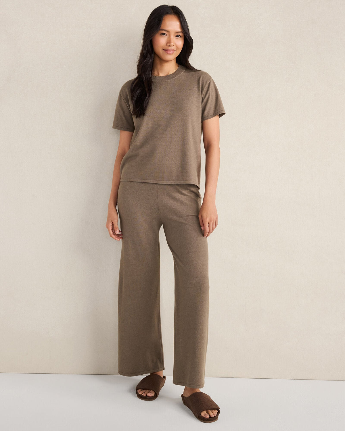 RELAXED JERSEY WIDE LEG PANTS | Talbots