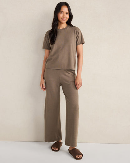 RELAXED JERSEY WIDE LEG PANTS | Talbots