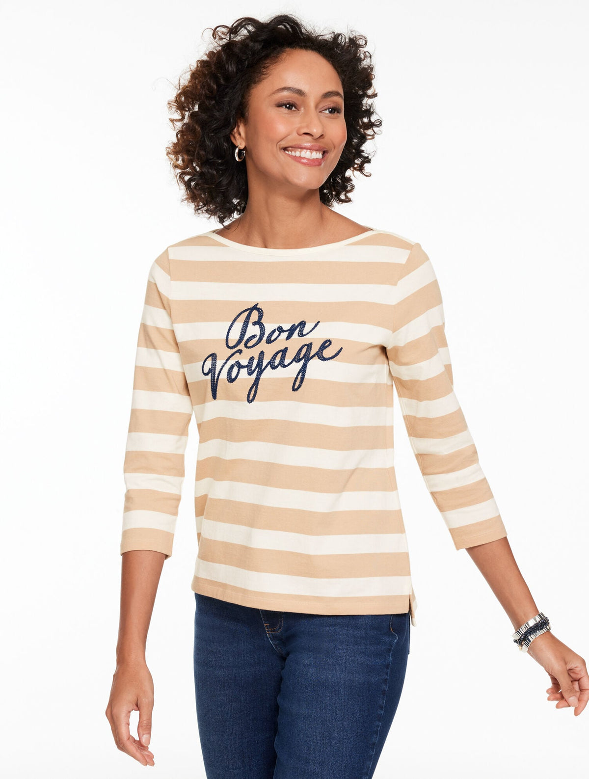 ENVELOPE NECK TEE - BON VOYAGE | Talbots