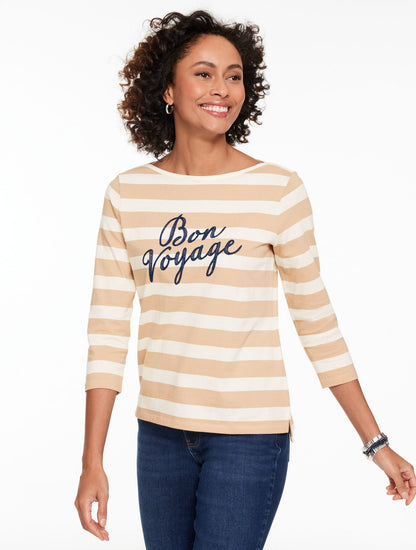 ENVELOPE NECK TEE - BON VOYAGE | Talbots