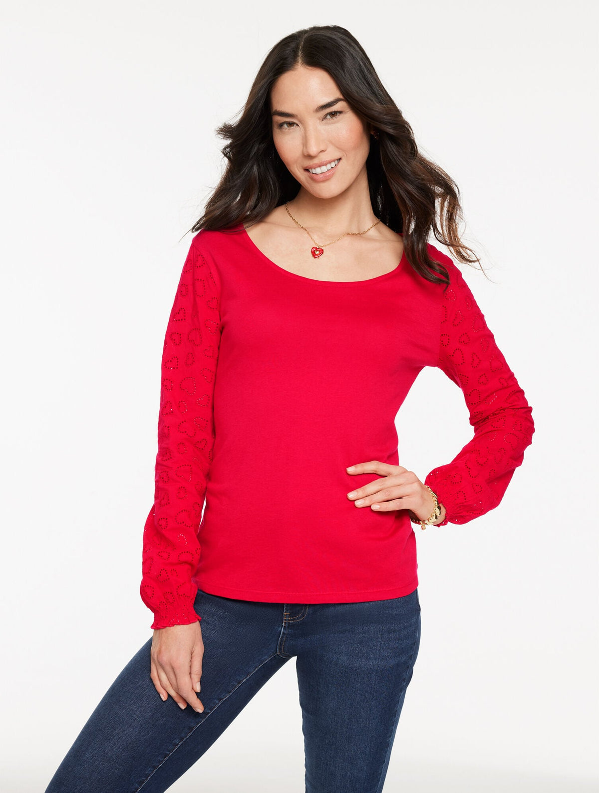 MIXED MEDIA HEART TOP | Talbots