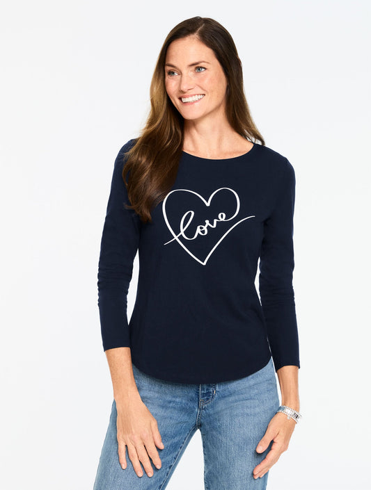 LONG SLEEVE CREWNECK TEE - LOVE HEART | Talbots