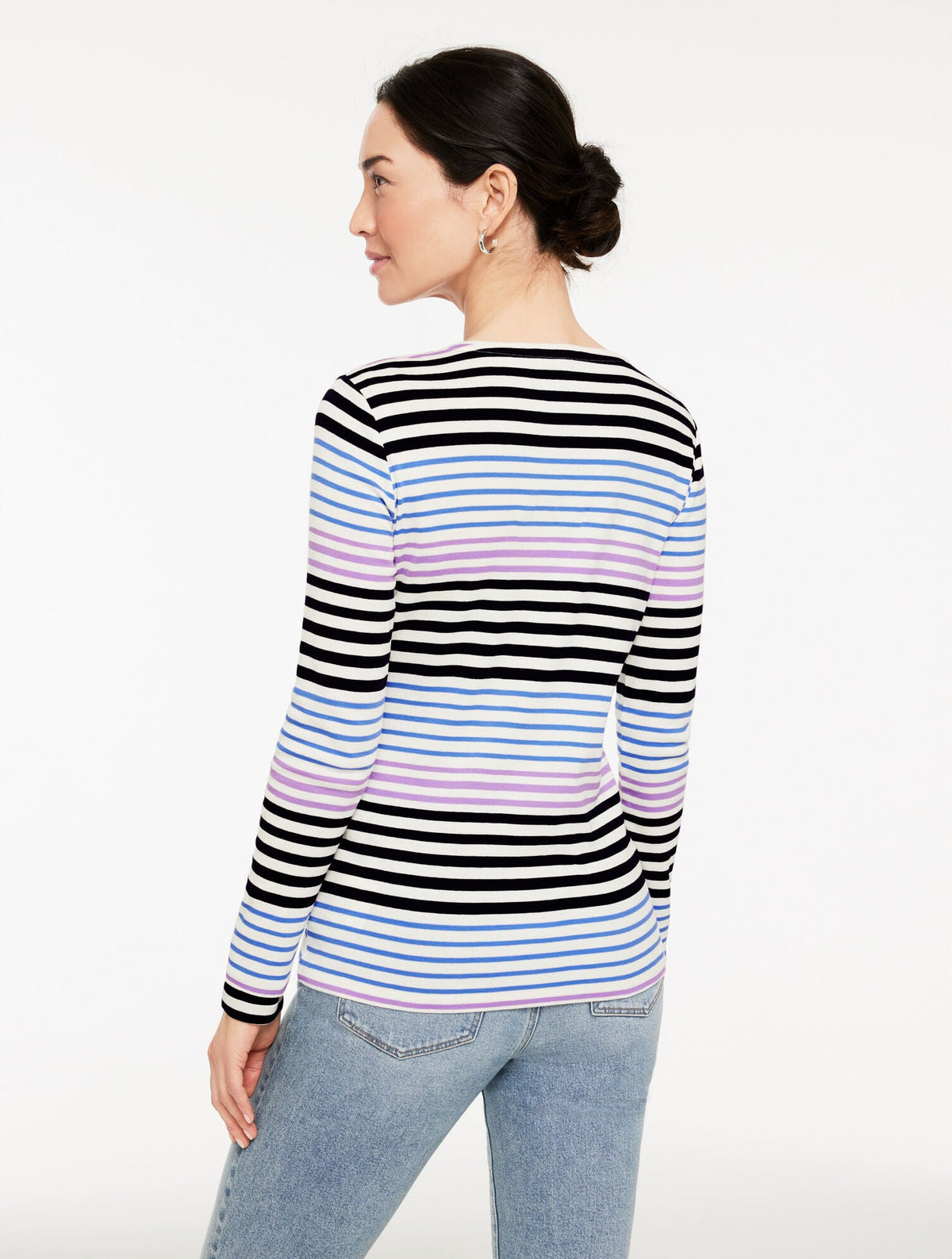LONG SLEEVE CREWNECK TEE - KRISTY STRIPE | Talbots