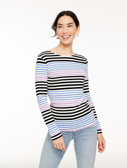LONG SLEEVE CREWNECK TEE - KRISTY STRIPE | Talbots