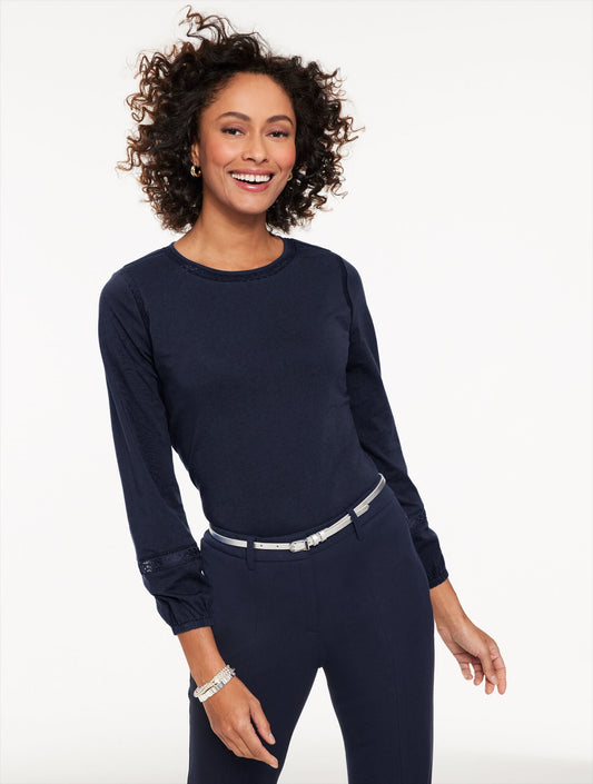 MODERN ROMANCE LACE TRIM TOP | Talbots