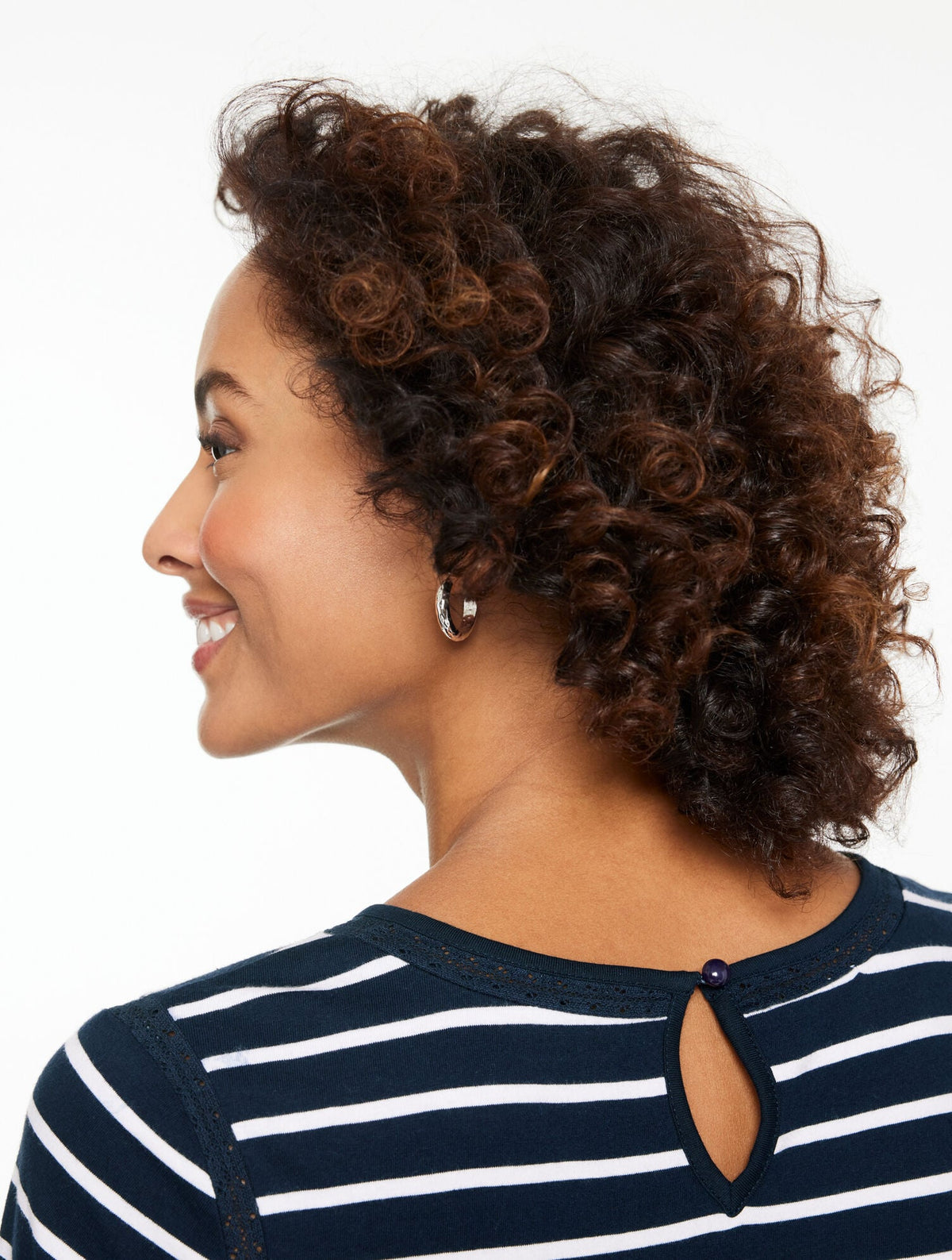 MODERN ROMANCE LACE TRIM TOP - LORELAI STRIPE | Talbots