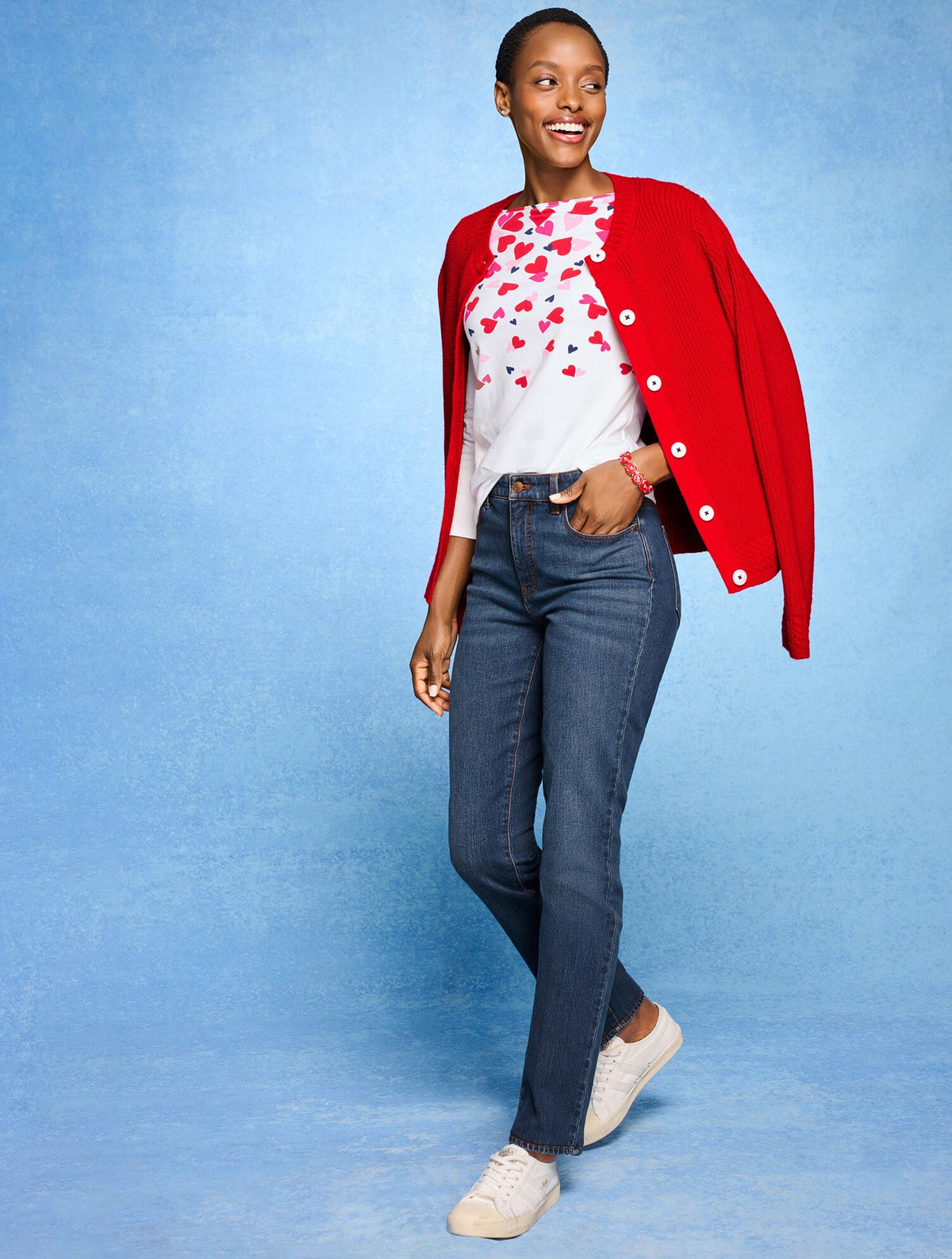 BATEAU NECK TEE - SCATTERED HEARTS | Talbots