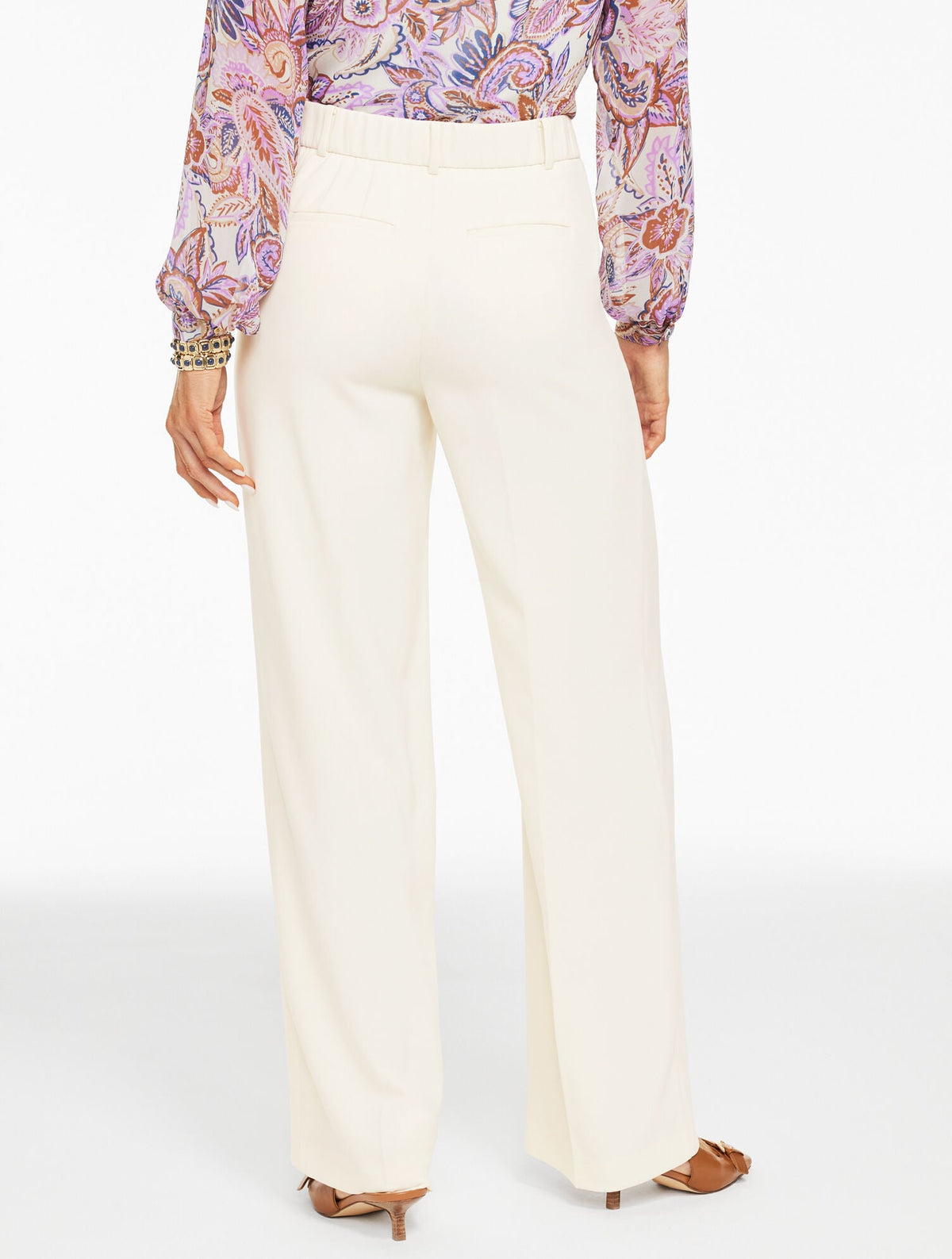 WIDE LEG POLISHED CREPE PANTS | Talbots