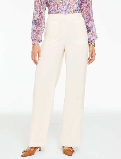 WIDE LEG POLISHED CREPE PANTS | Talbots
