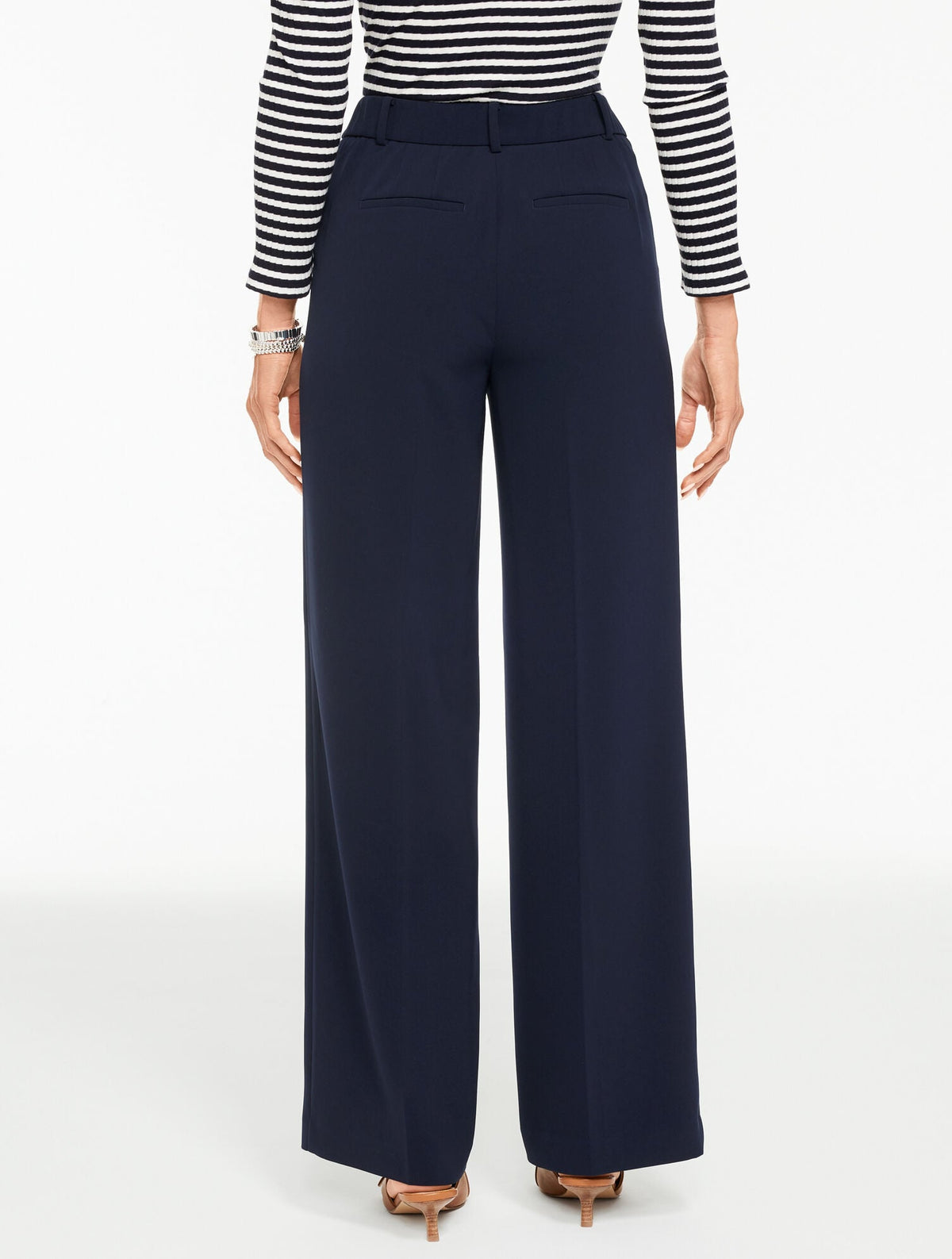 WIDE LEG POLISHED CREPE PANTS | Talbots
