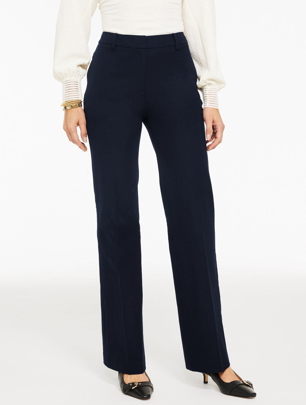 RELAXED BOOTCUT COTTON BI-STRETCH PANTS | Talbots