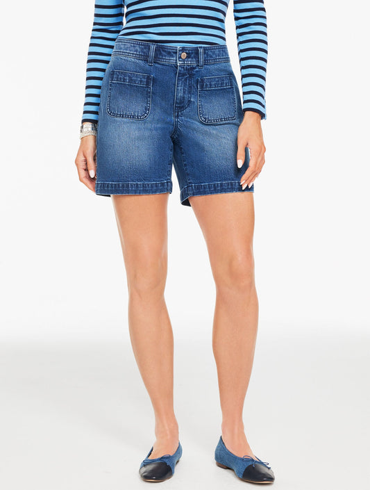 PATCH POCKET DENIM SHORTS - WILEY WASH | Talbots