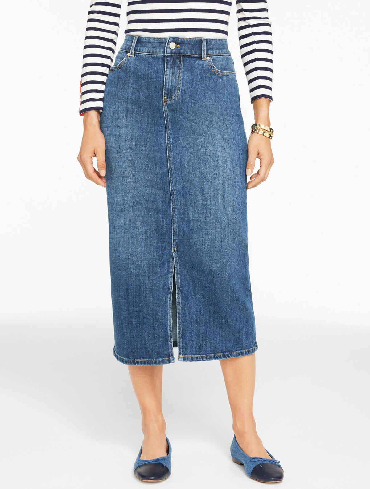 DENIM MIDI SKIRT - MIRAMAR WASH | Talbots