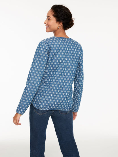 QUILTED DENIM JACKET - IKAT MEDALLION | Talbots