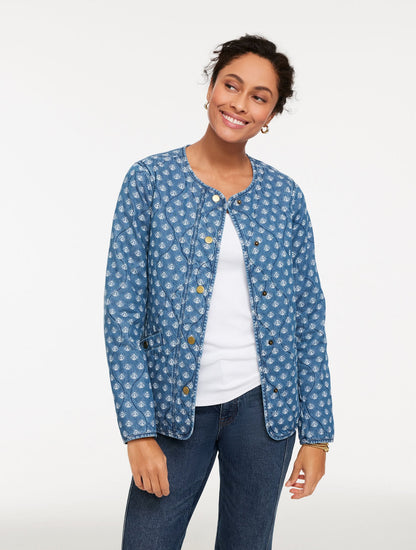 QUILTED DENIM JACKET - IKAT MEDALLION | Talbots