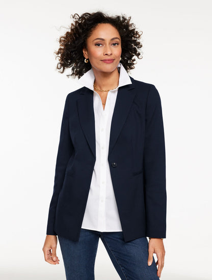 SINGLE BUTTON TWILL BLAZER | Talbots