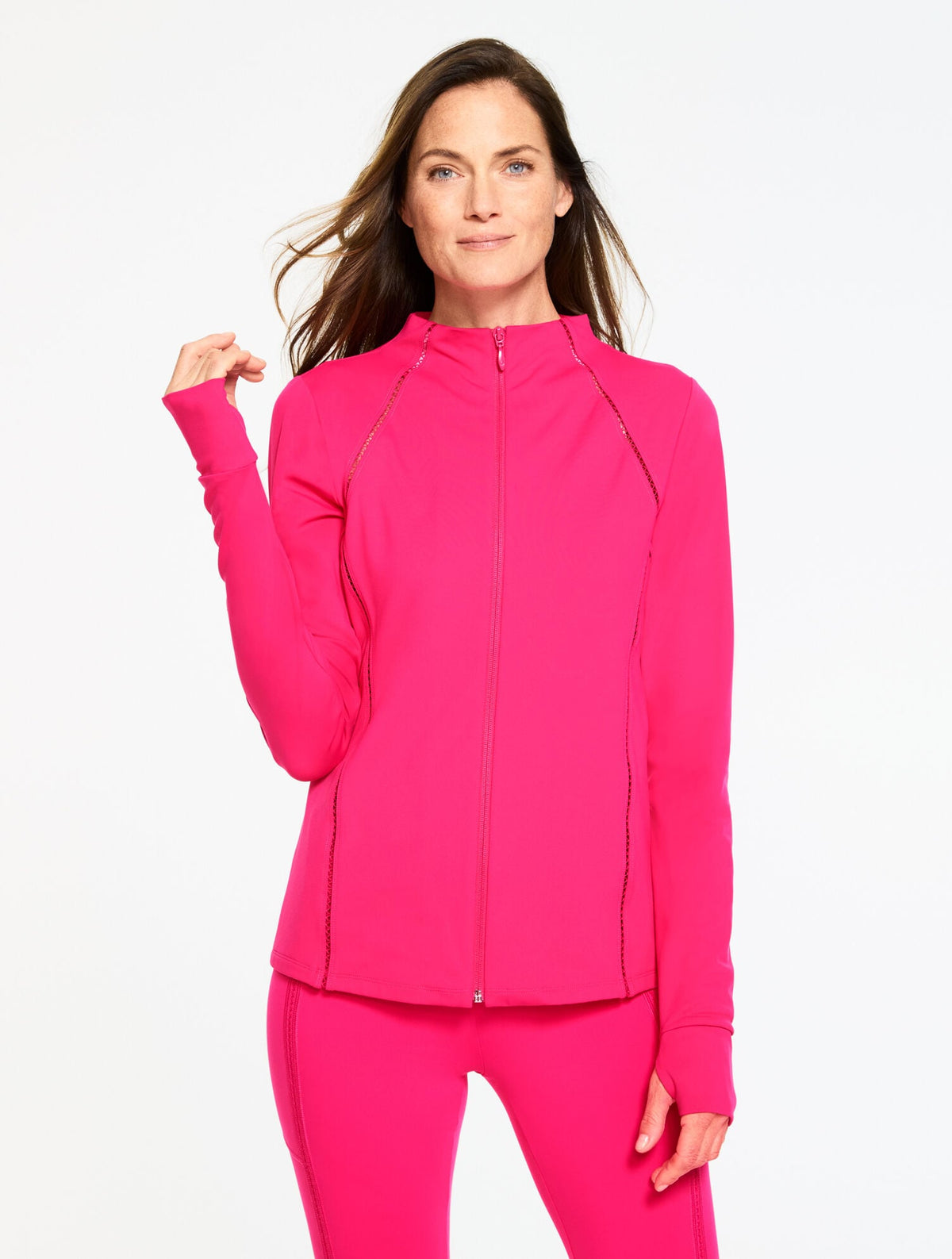 PERFORMANCE COMPRESSION FULL-ZIP JACKET - PICOT TRIM | Talbots