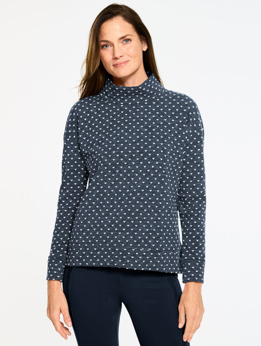 JACQUARD COWL-NECK PULLOVER - HEART DOT | Talbots