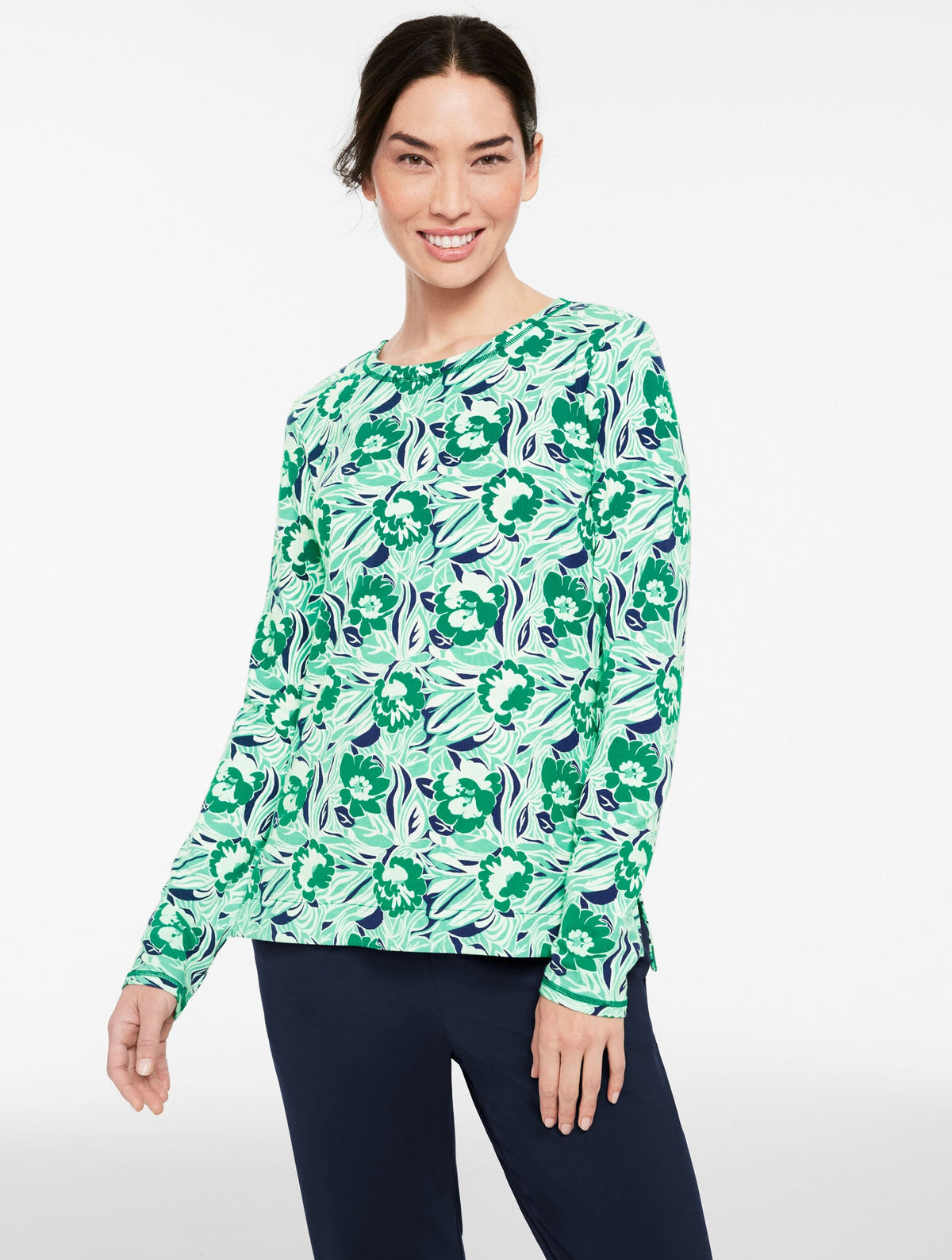 SUPERSOFT JERSEY LONG SLEEVE TEE - DANCING FLORAL | Talbots