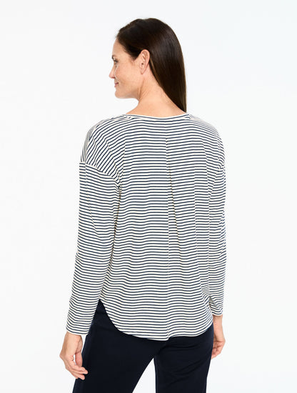 RIBBED CREWNECK TEE - CHERISH STRIPE | Talbots
