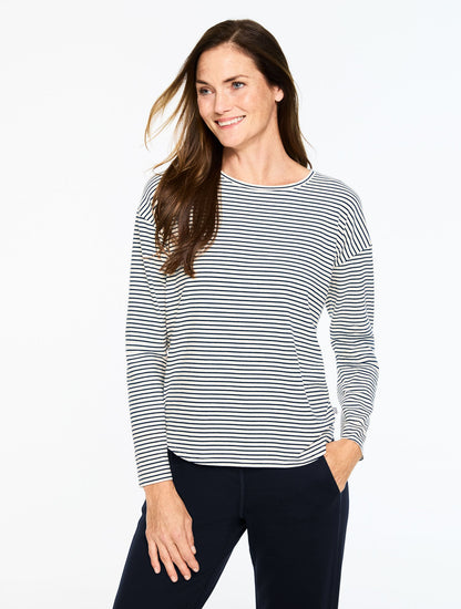 RIBBED CREWNECK TEE - CHERISH STRIPE | Talbots