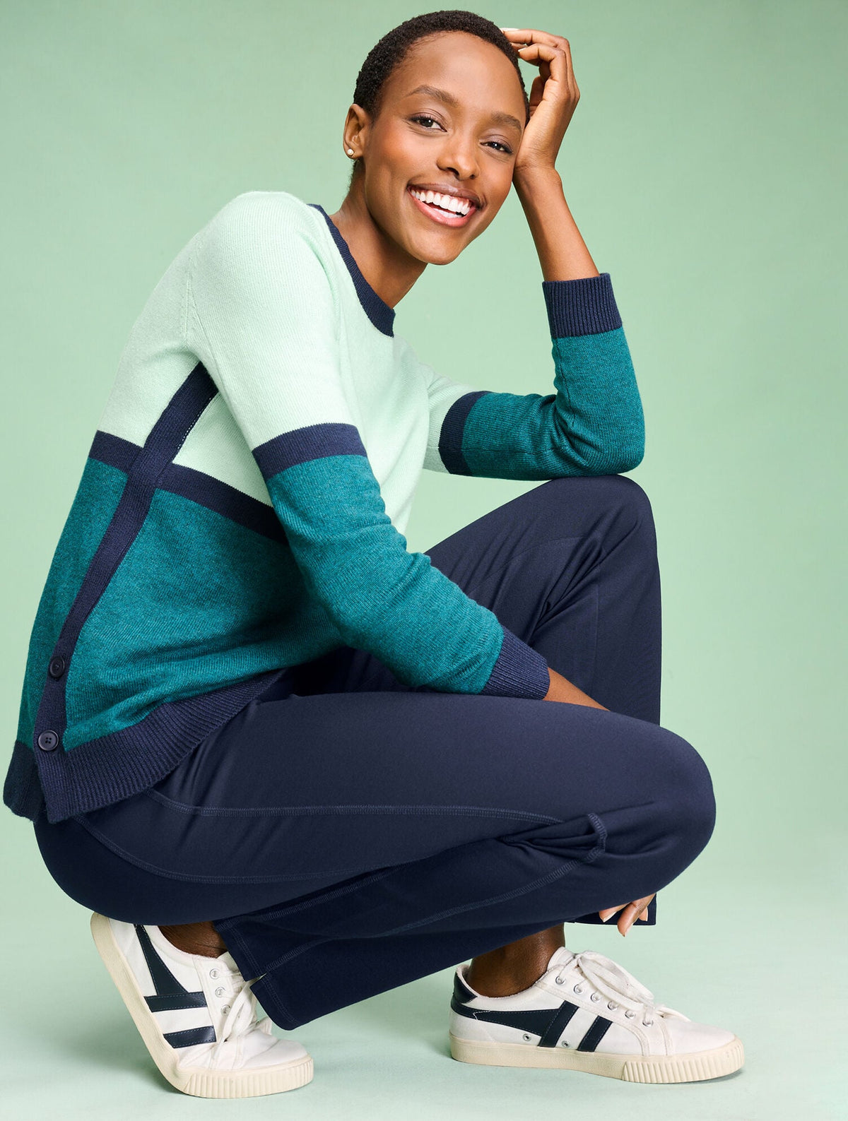 BUTTON HEM CREWNECK SWEATER | Talbots