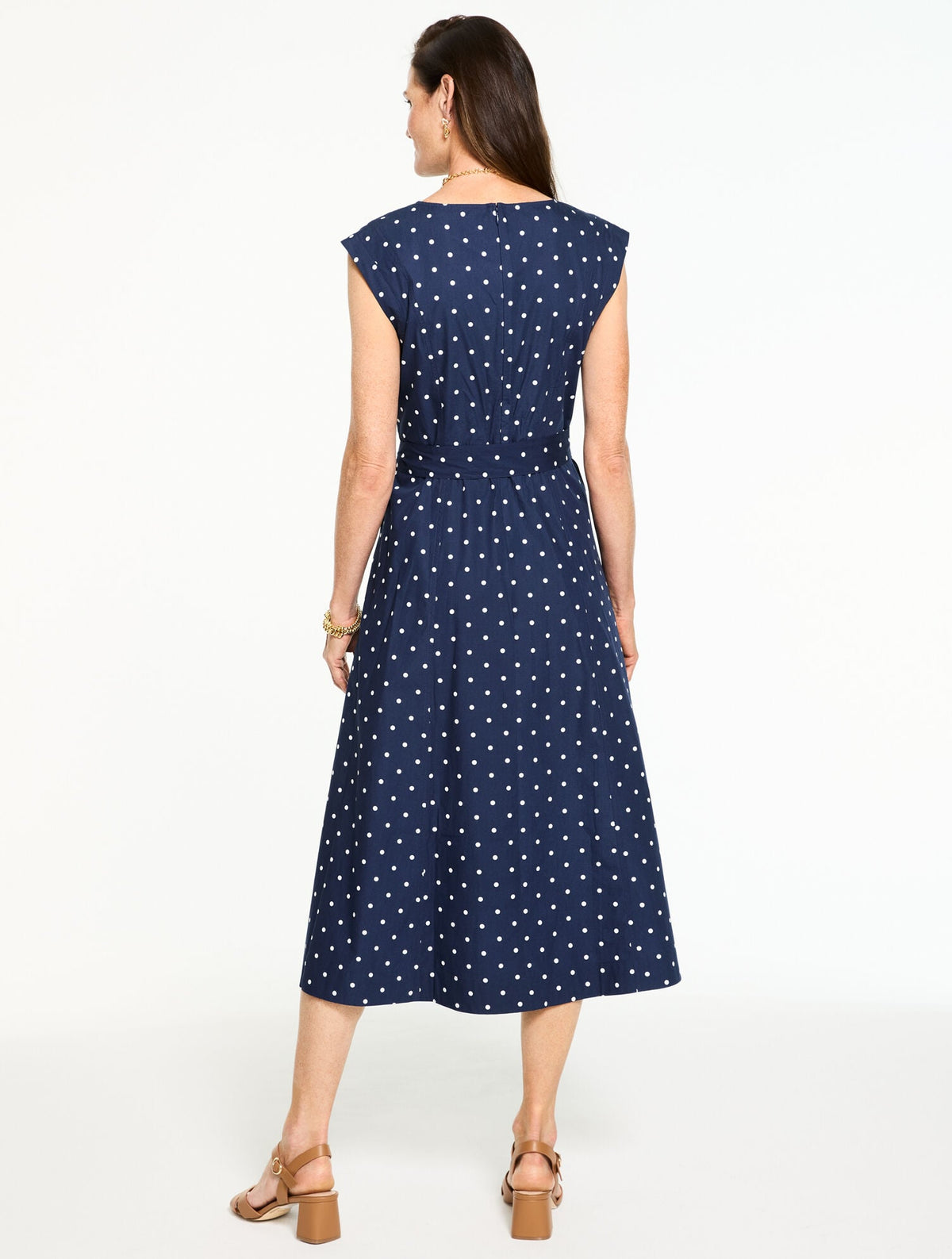 CAP SLEEVE POPLIN FIT & FLARE DRESS - GARDEN DOT | Talbots