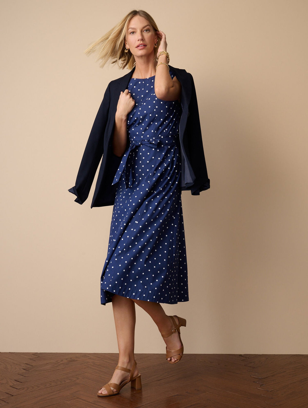 CAP SLEEVE POPLIN FIT & FLARE DRESS - GARDEN DOT | Talbots