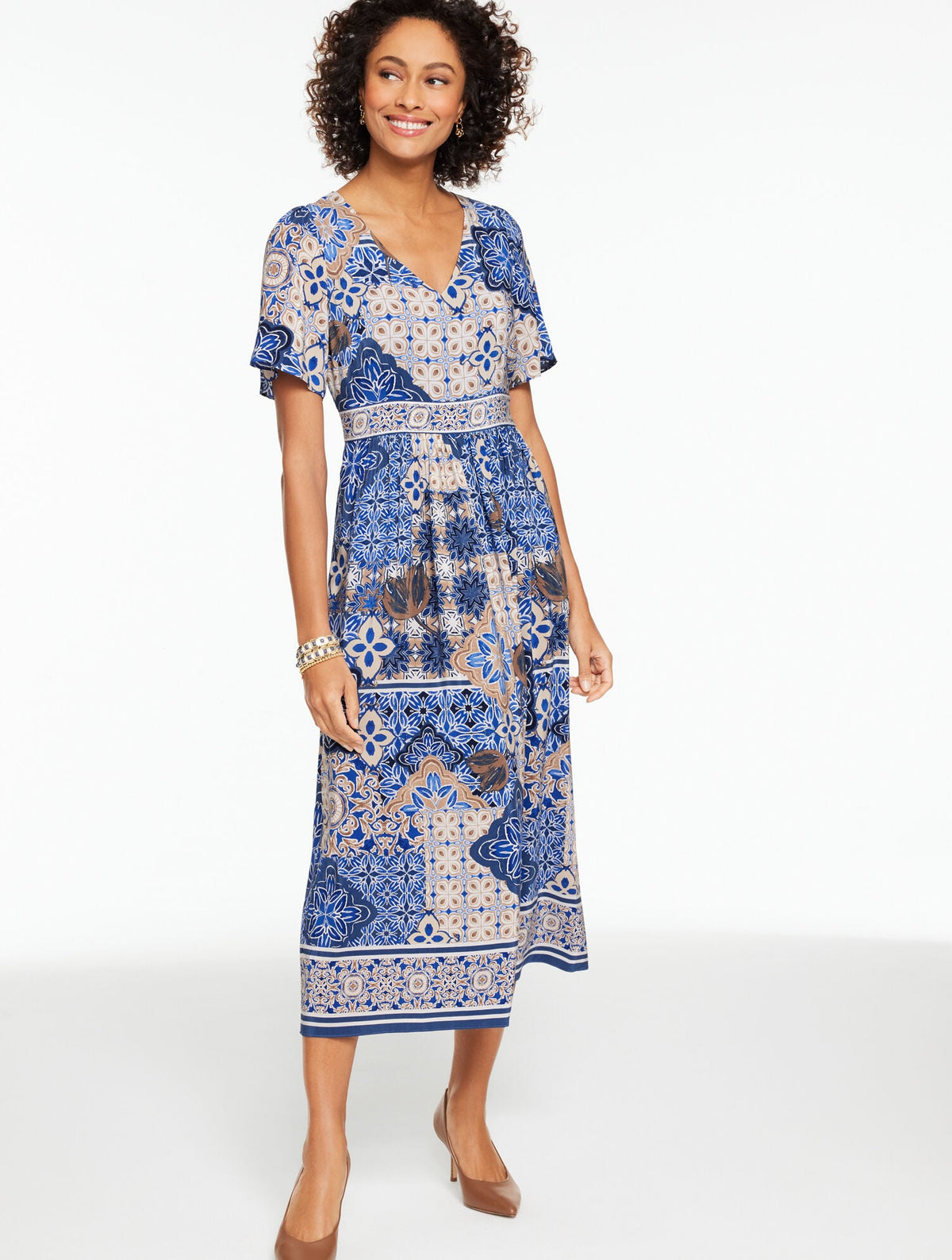 SHORT SLEEVE FIT & FLARE DRESS - CASABLANCA | Talbots