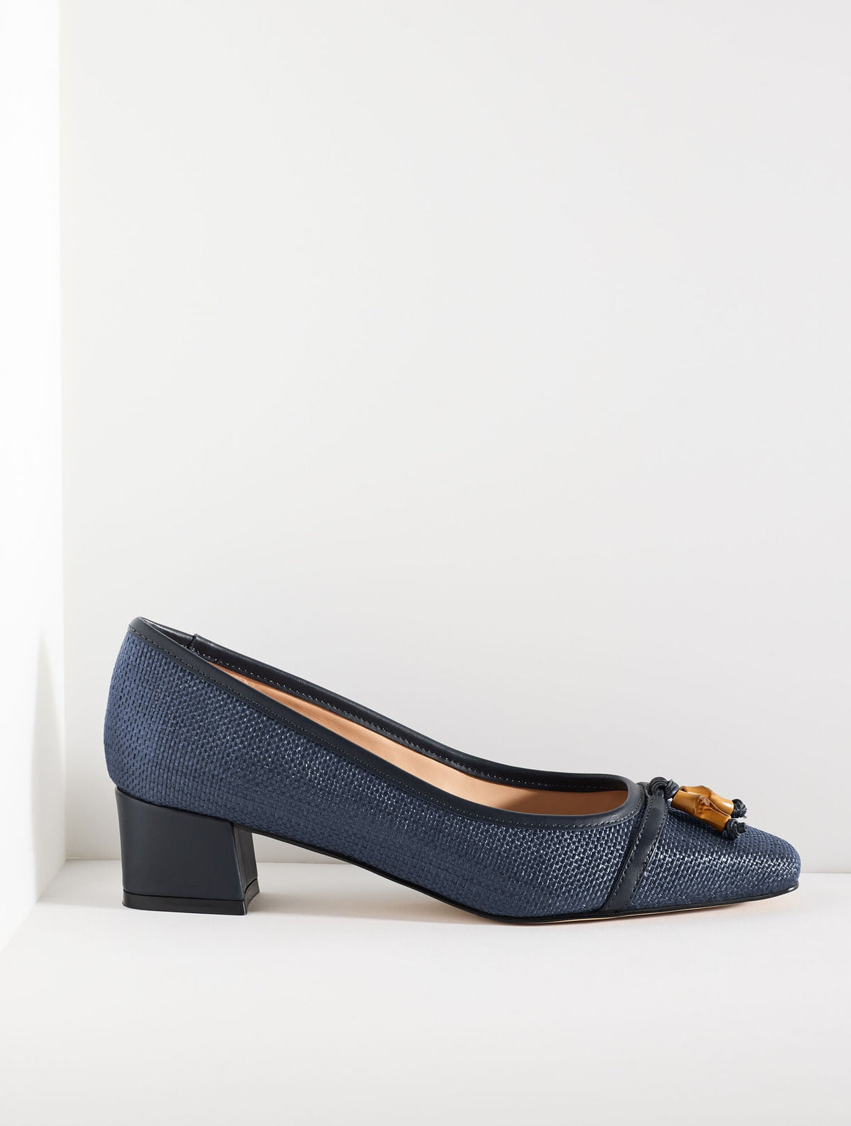 SIENNA BAMBOO RAFFIA BLOCK HEEL PUMPS - SHIMMER | Talbots